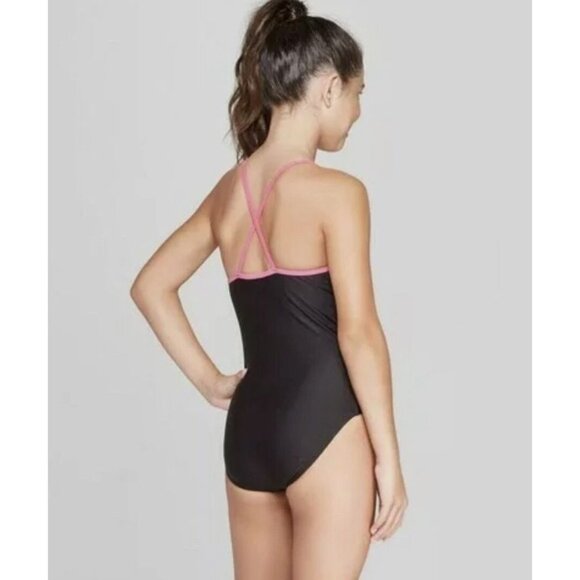 Girls One Piece Swimsuit XS 4/5 Black Emoji Design By Emojination - Picture 3 of 3